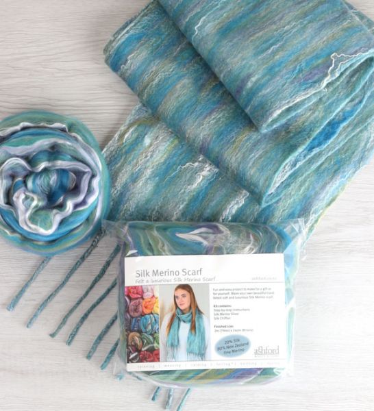 Felted SilkMerino Scarf Kit Nuno felting Wet Felting Kits Nuno